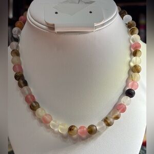 Handmade Genuine Quartz Beaded Necklace 16.5 inches
